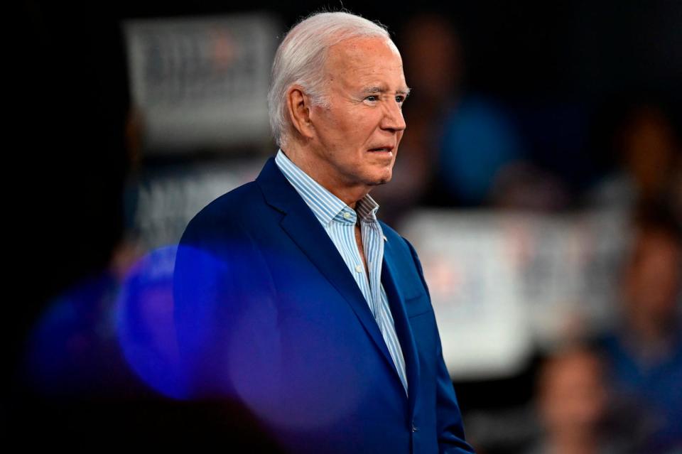 PHOTO: President Joe Biden looks on at a campaign rally in Raleigh, N.C., June 28, 2024.  (Matt Kelley/AP, FILE)