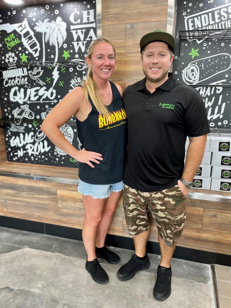 Taylor Bidinost, pictured with fiancée Christine Brenner, is the owner of Bubbakoo's Burritos in Cape Coral.