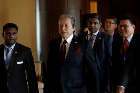 Malaysia Foreign Minister Anifah Aman arrives to attend ASEAN Foreign Minister Meeting for Rohingya issue in Sedona hotel at Yangon, Myanmar December 19, 2016. REUTERS/Soe Zeya Tun