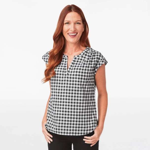 Cuffed Sleeve Blouse - Gingham. Image via Northern Reflections.