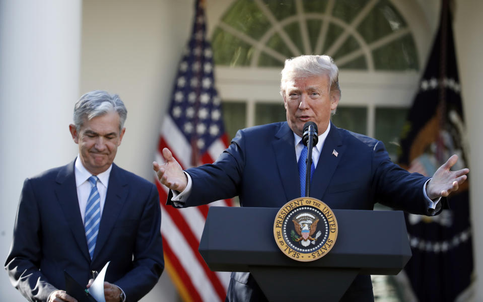 President Donald Trump announces Federal Reserve board member Jerome Powell as his nominee for the next chair of the Federal Reserve in the Rose Garden of the White House in Washington, Thursday, Nov. 2, 2017. (AP Photo/Alex Brandon)