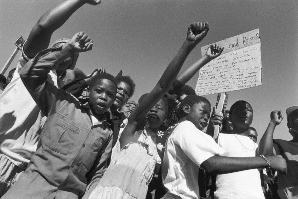 An anti-apartheid demonstration in South Africa.