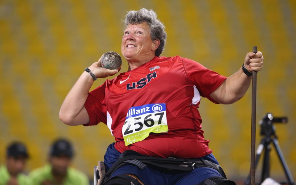 Competing in the shot put at the World Athletics Championships in Doha in 2015 -  Francois Nel/Getty Images