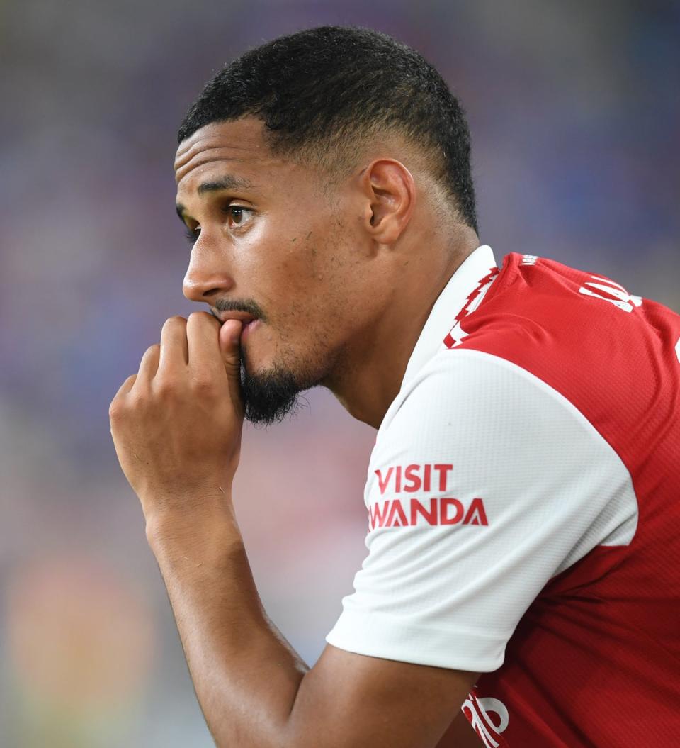 William Saliba of Arsenal during a pre season friendly between Arsenal and Everton at M&T Bank Stadium (Arsenal FC via Getty Images)