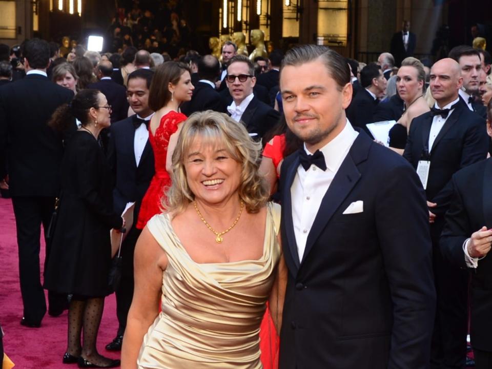 Leonardo DiCaprio with his mom at the 86th Academy Awards.