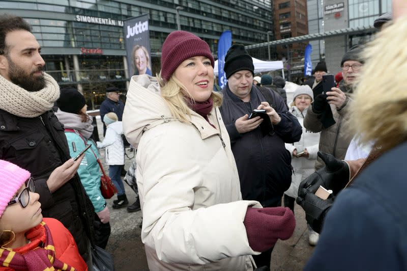 Finland's Urpilainen campaigns ahead of the presidential election, in Helsinki