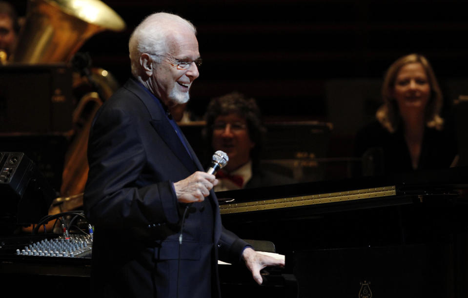 FILE - Peter Nero begins his performance by speaking to the audience, April 23, 2011, in Philadelphia. Nero, a Grammy-winning pianist who interpreted pop songs through classical and jazz forms and served as the Philly Pops' conductor for more than three decades, died Thursday, July 6, 2023. He was 89. (Laurence Kesterson/The Philadelphia Inquirer via AP, File)