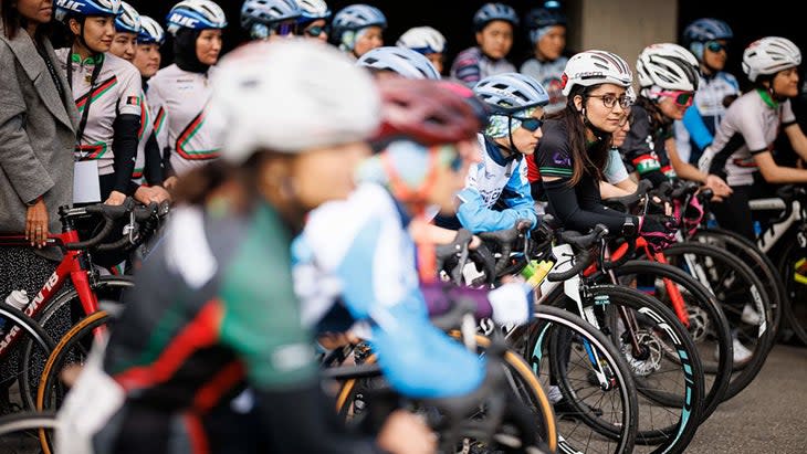 <span class="article__caption">In 2022 Afghanistan's female cyclists living in exile held their national championships race in Switzerland. </span> (Photo: Alexander Hassenstein / Getty Images)