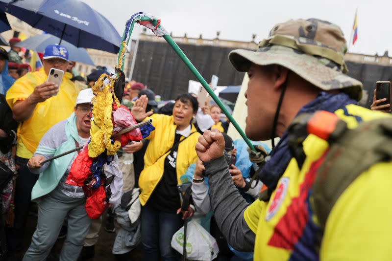 Protest against Colombian President Gustavo Petro's reforms in the health, retirement, employment and prison sectors, in Bogota