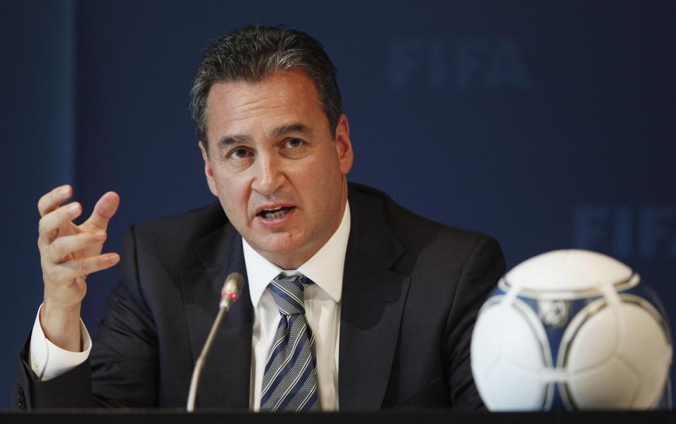 Michael J. Garcia, Chairman of the investigatory chamber of the FIFA Ethics Committee attends a news conference at the at the Home of FIFA in Zurich in this file photo taken July 27, 2012. Garcia resigned on December 17, 2014, in protest at the way his report into the 2018/2022 World Cup bidding process was handled by Hans-Joachim Eckert, the ethics judge of soccer's governing body. REUTERS/Michael Buholzer/Files (SWITZERLAND - Tags: SPORT SOCCER HEADSHOT)