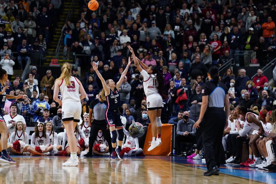 NC State's Jakia Brown-Turner drains a three to send the game to double overtime.