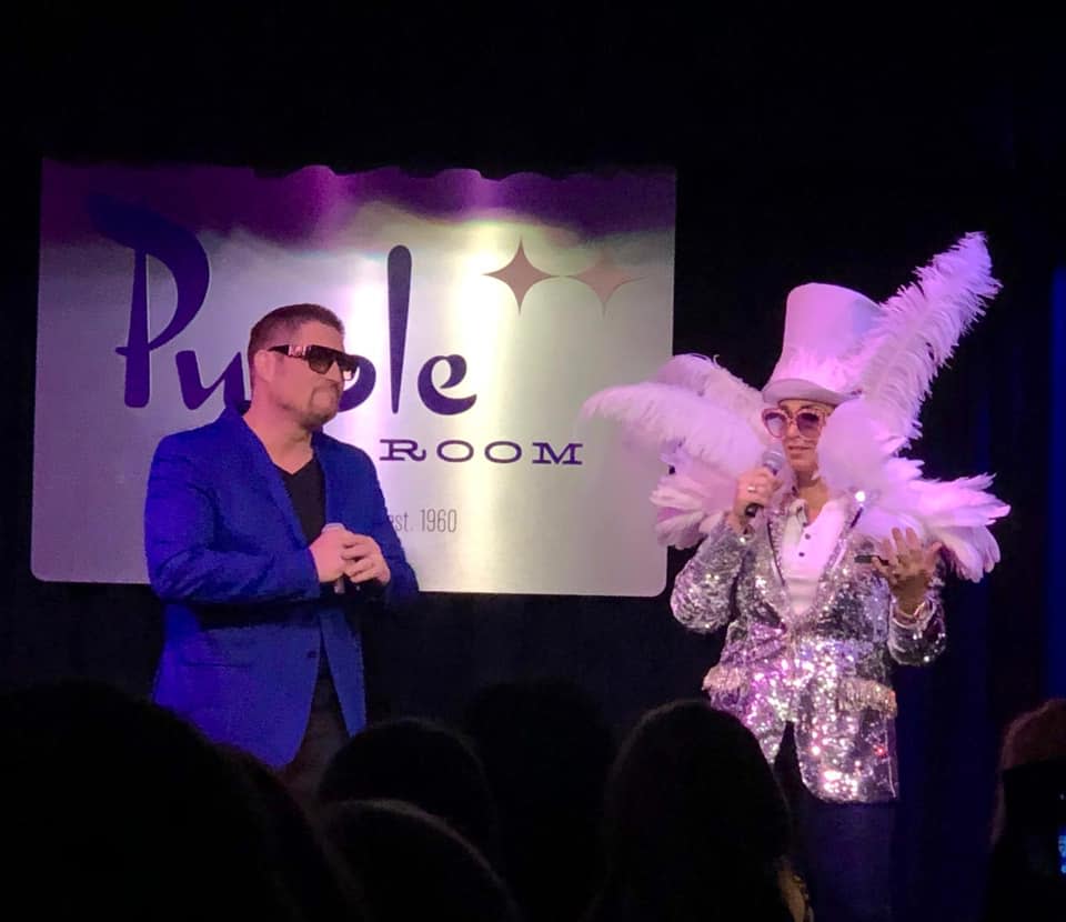 Sean and Michele Kanan perform as Elton John and George Michael at a previous Lip Sync for a Cure benefit show.