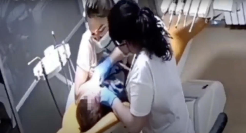 Inna Kravchuk seen right during surgery in CCTV footage. Source: Australscope 