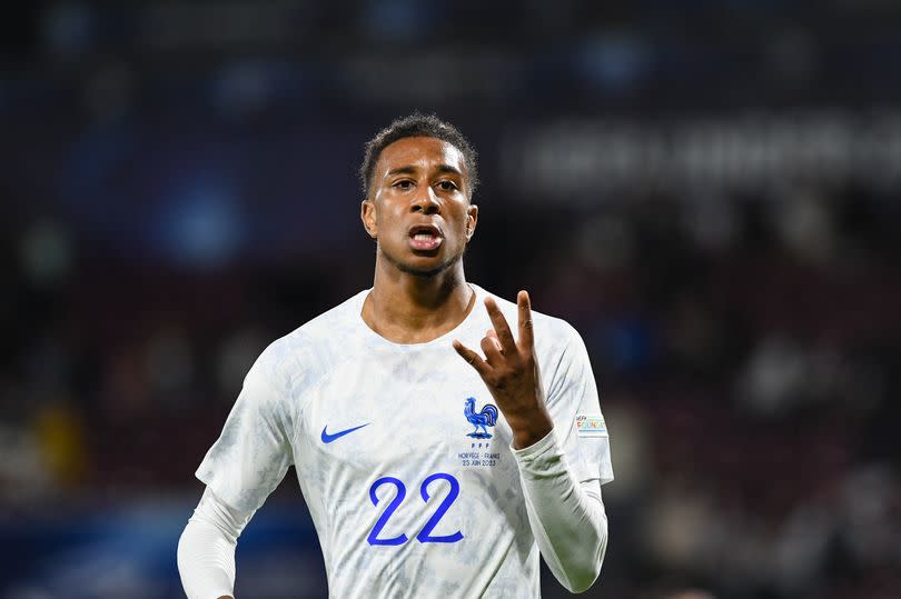 Michael Olise celebrating during UEFA European Under-21 Championship game between Norway U21 vs France U21