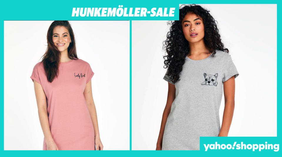 Bei Hunkemöller gibt’s nun zwei stylishe Schlaf-Shirts für 25 Euro. (Bild: Hunkemöller/Yahoo Lifestyle)