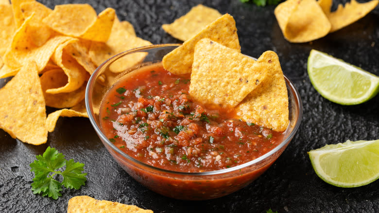 Tomato salsa with tortilla chips