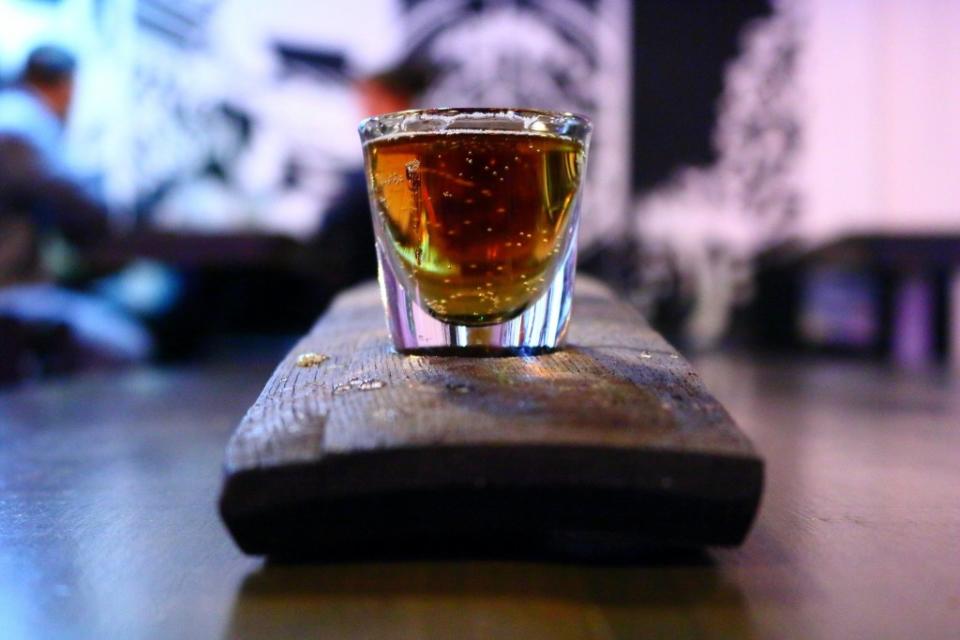A shot of straight whiskey to drink on a date
