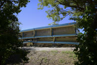 The Adripina Seda public school stands partially collapsed after an earthquake struck Guanica, Puerto Rico, Tuesday, Jan. 7, 2020. A 6.4-magnitude earthquake struck Puerto Rico before dawn on Tuesday, killing one man, injuring others and collapsing buildings in the southern part of the island. (AP Photo/Carlos Giusti)