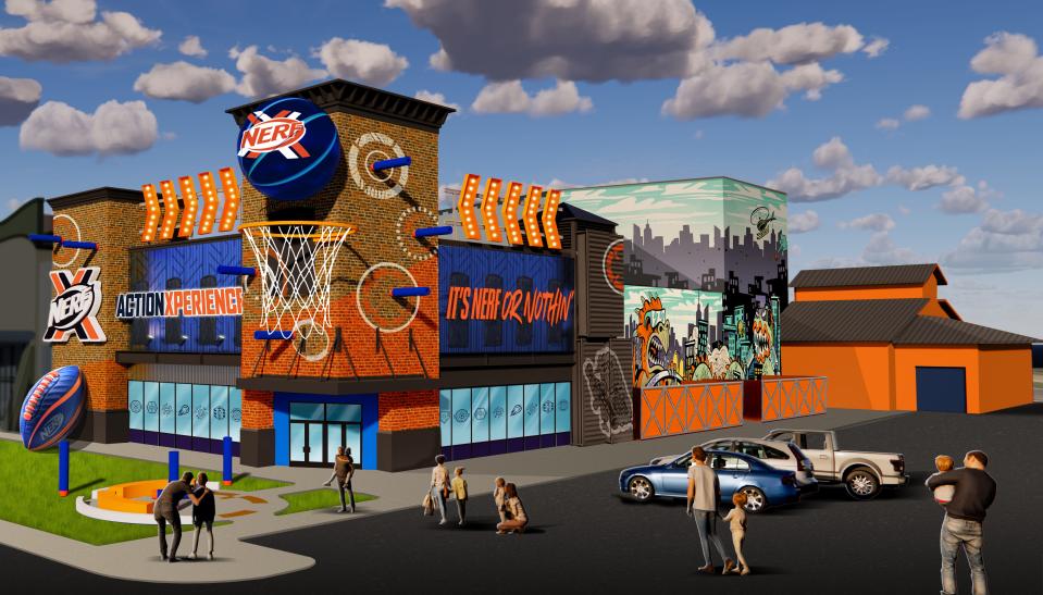 The Nerf Action Xperience slated to open in late 2024 will feature sports challenges, blaster battle zones and an obstacle course.