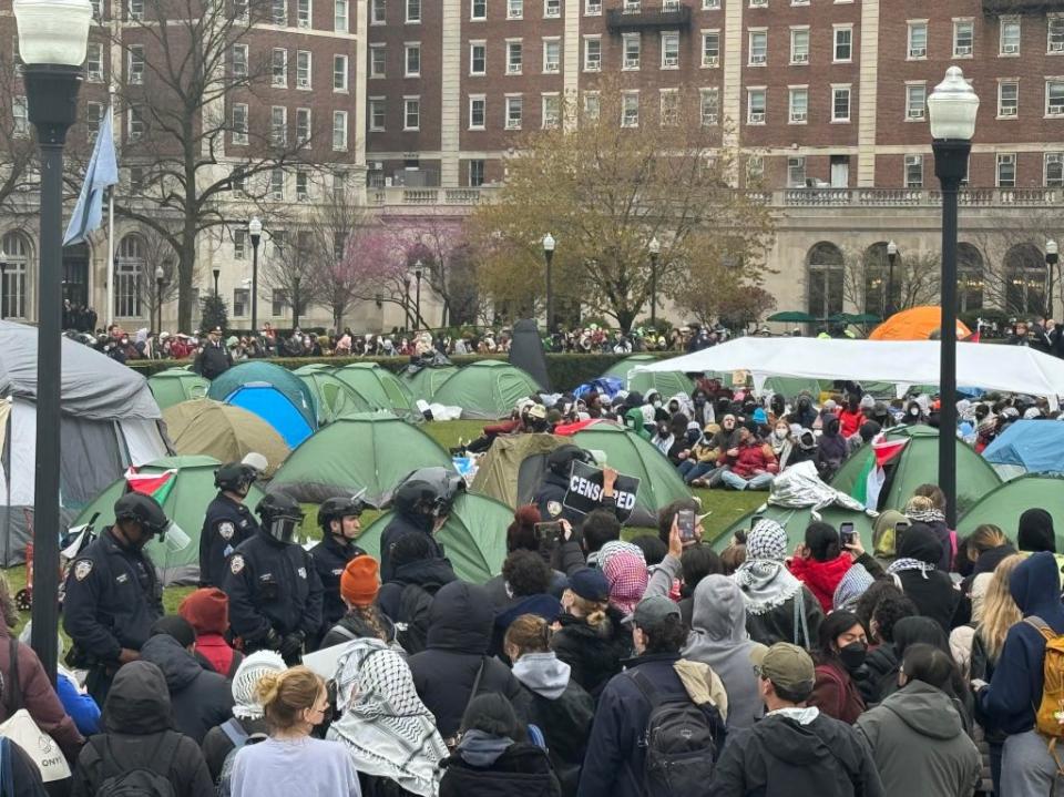 Protesters camped out on Columbia University’s Morningside Heights campus on April 18. Robert Miller