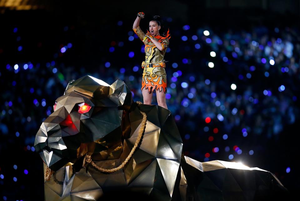 Katy Perry performs during the Super Bowl XLIX halftime show at University of Phoenix Stadium on February 1, 2015 in Glendale, Arizona.