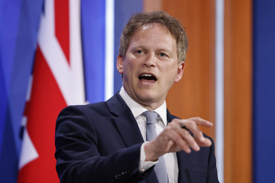 Transport Secretary Grant Shapps during a media briefing in Downing Street, London, on coronavirus (Covid-19). Picture date: Friday May 7, 2021.