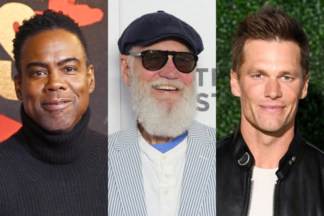 Chris Rock David Letterman Tom Brady Chris Rock David Letterman Tom Brady.jpg - Credit: Steven Ferdman/Getty Images; Michael Loccisano/Getty Images for Tribeca Festival; Gilbert Flores/Variety/Getty Images