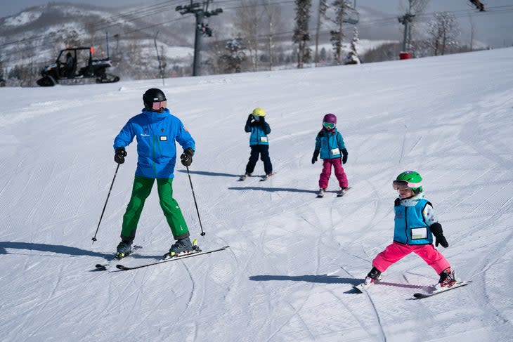 Ski school lesson at Steamboat