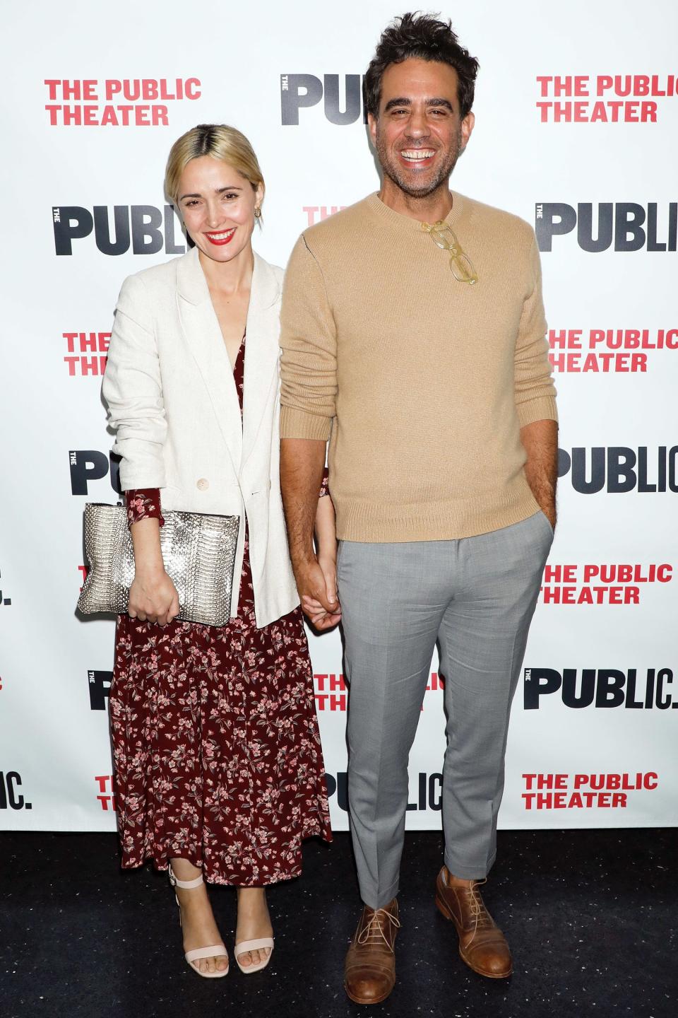 Rose Byrne and husband Bobby Cannavale arrive at <i>Socrates</i> Off Broadway’s opening night in N.Y.C. on Tuesday. 