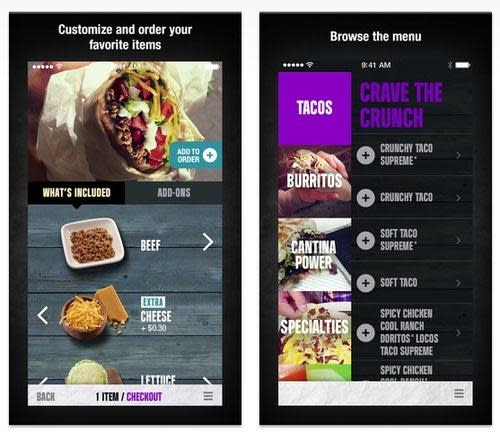 Taco Bell app screenshots