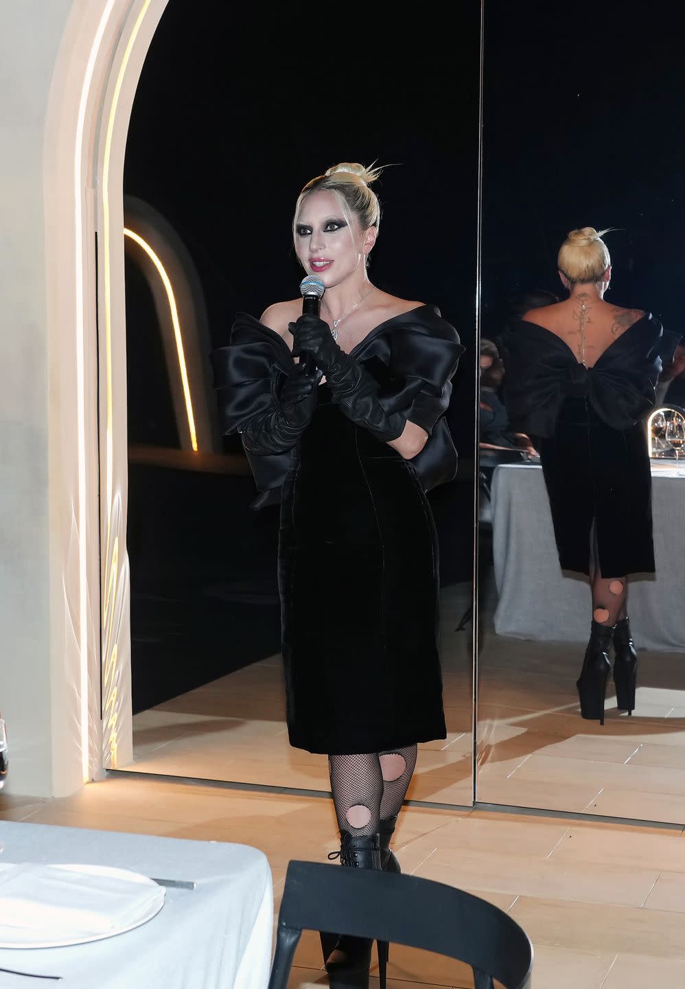 los angeles, california   october 20 lady gaga speaks while dom pérignon and lady gaga pursue their creative dialogue at sheats goldstein residence on october 20, 2022 in los angeles, california photo by kevin mazurgetty images for dom pérignon