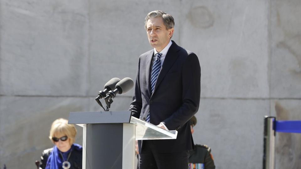 Simon Harris speaks at the Garden of Remembrance in Dublin