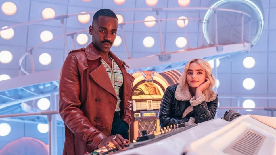 Fifteenth Doctor and Ruby Sunday stand in the TARDIS console room