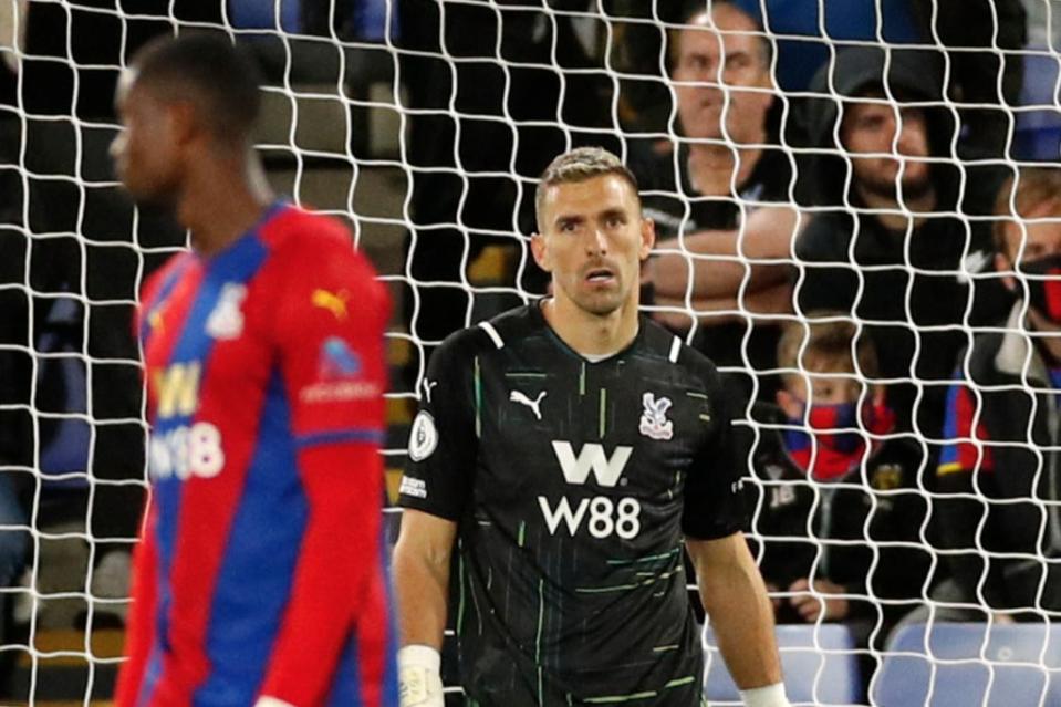 Vicente Guaita’s poor free-kick led to Brighton’s last-gasp equaliser at Selhurst Park  (Action Images via Reuters)