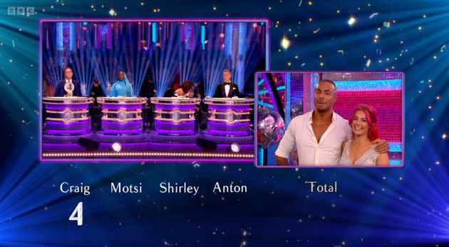 Tyler West receives his scores on Strictly Come Dancing (Photo: BBC)