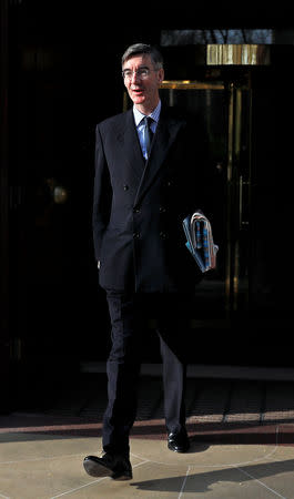 Britain’s Conservative Party MP Jacob Rees-Mogg walks in Westminster in London, Britain, April 3, 2019. REUTERS/Peter Nicholls/Files
