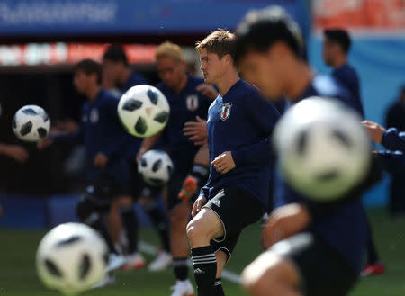 Soccer Football - World Cup - Japan Training - Mordovia Arena, Saransk, Russia - June 18, 2018 Japan's Gotoku Sakai during training REUTERS/Ricardo Moraes