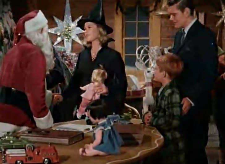 Characters Samantha, Darrin and a young orphan visit Santa at the North Pole in "Bewitched"