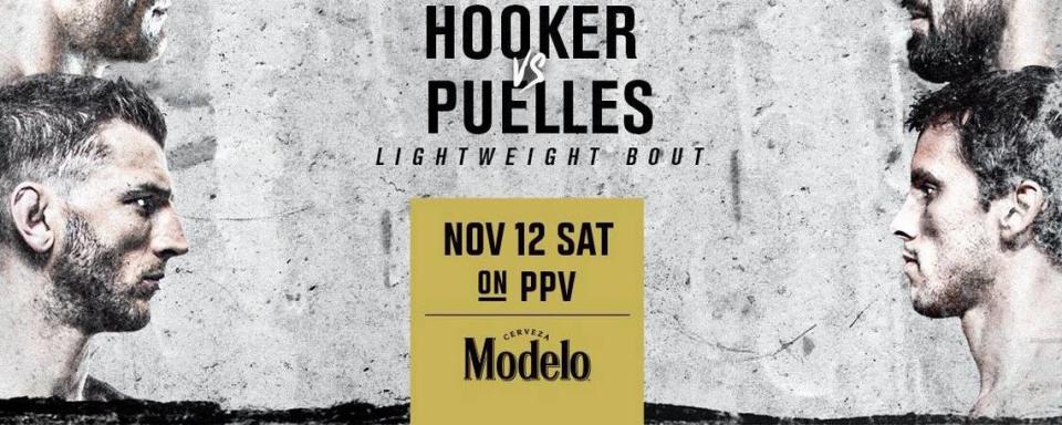 Cartel de la pelea entre Claudio Puelles y Dan Hooker.