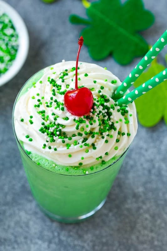 <p>Dinner At The Zoo</p><p> A St. Patrick’s Day treat where ice cream, milk and mint are all blended to creamy perfection.</p><p><strong>Get the recipe here: <a href="https://www.dinneratthezoo.com/shamrock-shake-recipe/" rel="nofollow noopener" target="_blank" data-ylk="slk:Copycat Shamrock Shake;elm:context_link;itc:0;sec:content-canvas" class="link ">Copycat Shamrock Shake</a></strong></p>