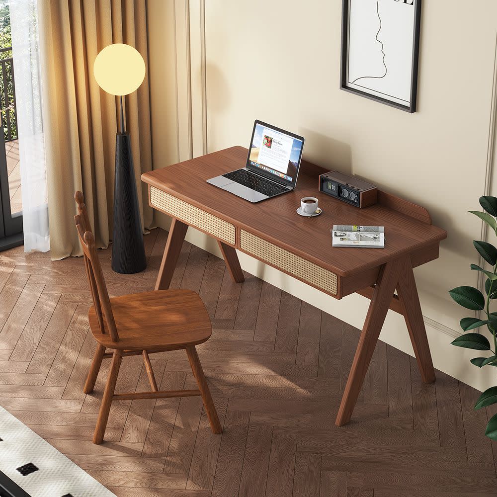 <p><a href="https://go.redirectingat.com?id=74968X1596630&url=https%3A%2F%2Fwww.hernest.com%2Fproducts%2Fmid-century-rubber-wood-desk-with-rattan-drawers-47_2-inch--p-4439.html&sref=https%3A%2F%2Fwww.cosmopolitan.com%2Flifestyle%2Fg61588112%2Fsmall-space-desk%2F" rel="nofollow noopener" target="_blank" data-ylk="slk:Shop Now;elm:context_link;itc:0;sec:content-canvas" class="link rapid-noclick-resp">Shop Now</a></p><p>Mid-Century Rubber Wood Desk with Rattan Drawers</p><p>hernest.com</p><p>$579.00</p>