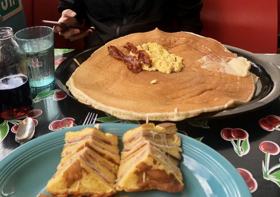 A giant pancake at Addi's Diner.