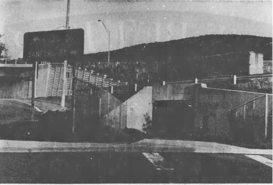 The underpass under North Shore Drive in Binghamton, about 1970.