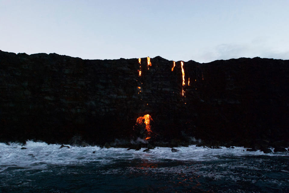 Lava from Hawaii’s volcano, Kilauea, oozes into the ocean