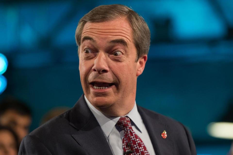 Brexit: Nigel Farage speaks at the live debate in Birmingham (PA)