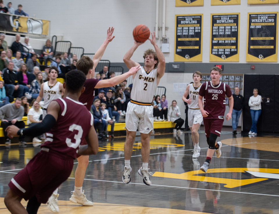 Garfield's Preston Gedeon takes a shot against Waterloo earlier this season.