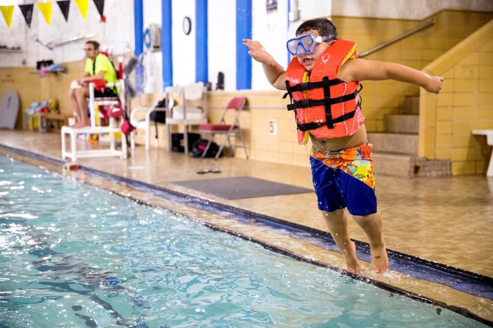 Jaxon Ruiz, 5, participates in the YMCA summer camp on Wednesday, August 14, 2019. The summer camp is popular because it is a rare summer camp that stays open until just before school starts.