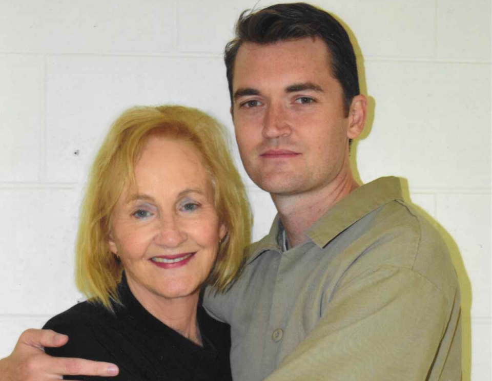 Fighting for his freedom: Lyn Ulbricht with her son Ross in prison in July of this year. Photo: Lyn Ulbricht.