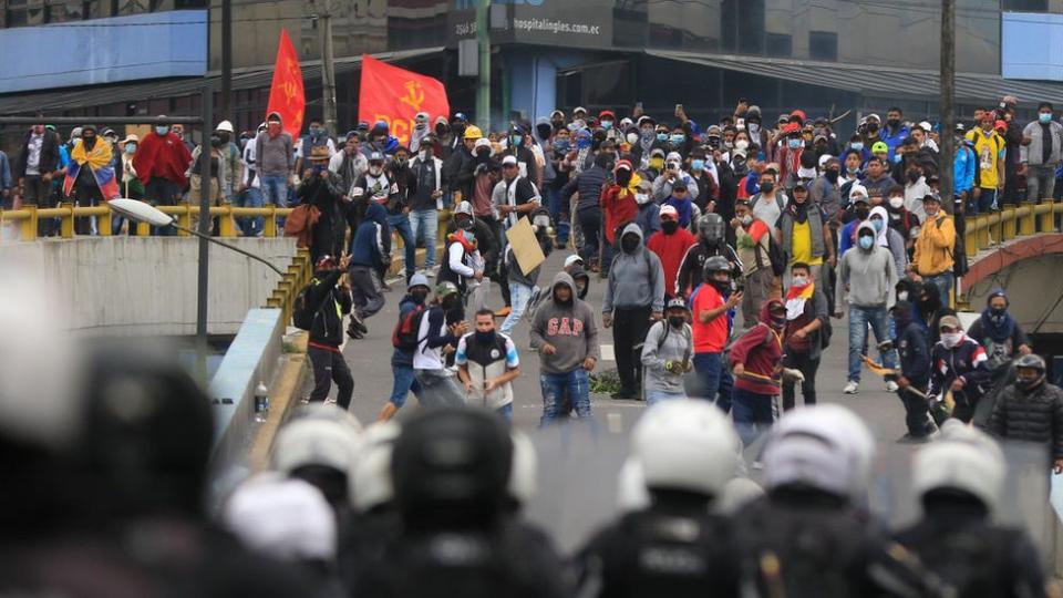 Manifestantes en Ecuador