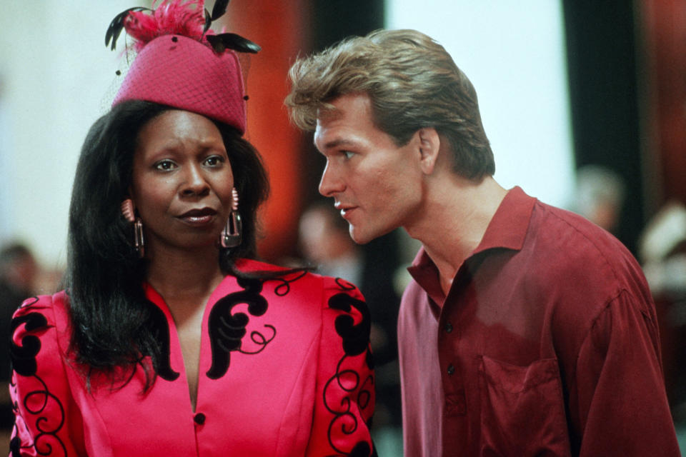 American actors Whoopi Goldberg and Patrick Swayze on the set of Ghost, directed by Jerry Zucker. (Photo by Paramount Pictures/Sunset Boulevard/Corbis via Getty Images)